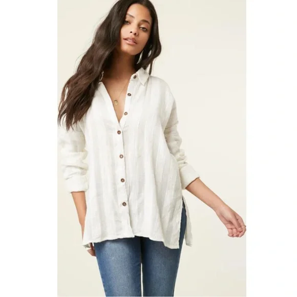 O’Neill Aria long sleeve button down cotton shirt top - Picture 1 of 8